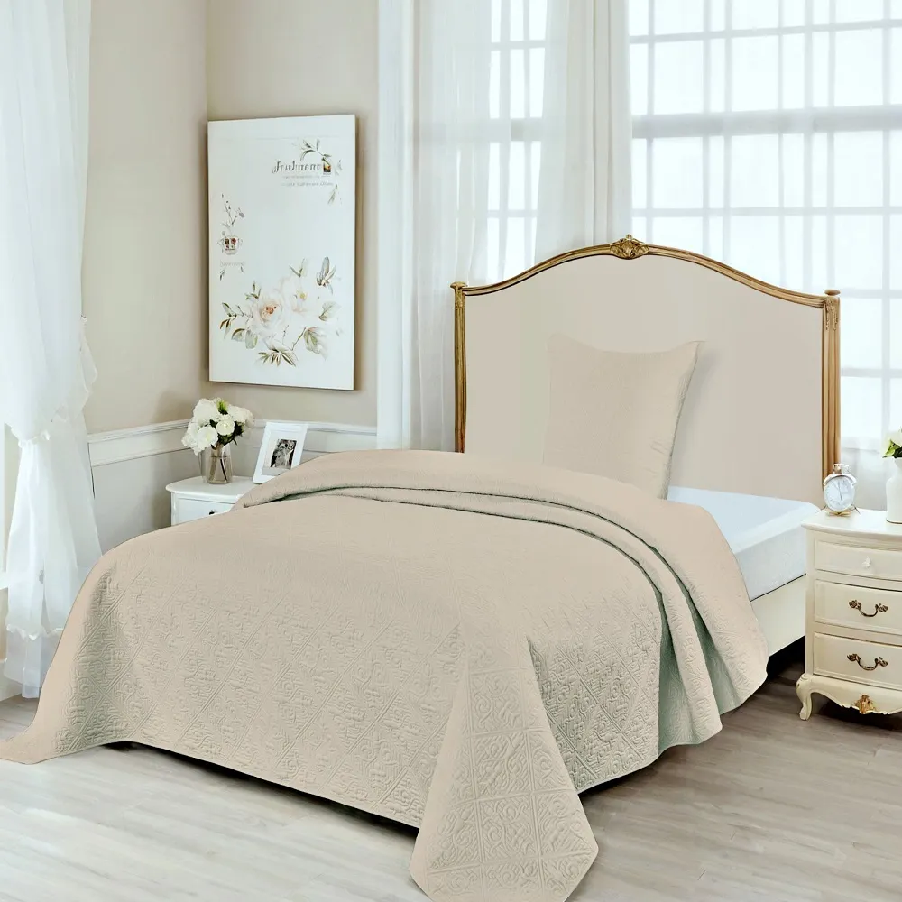 Couvre lit une personne uni Lin